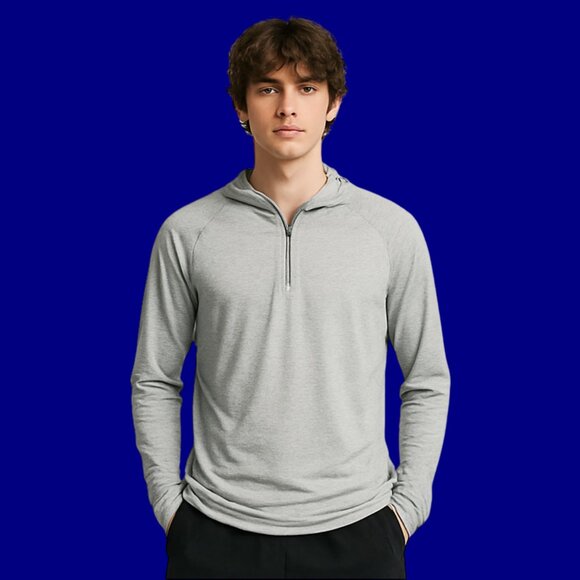 Under Armour HeatGear Grey Quarter-Zip Hoodie (Size L) – Lightweight Long Sleeve - Picture 1 of 11